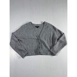 Love Tree Gray Crop Button Front Sweater Women's Size Large Preppy Soft Cozy
